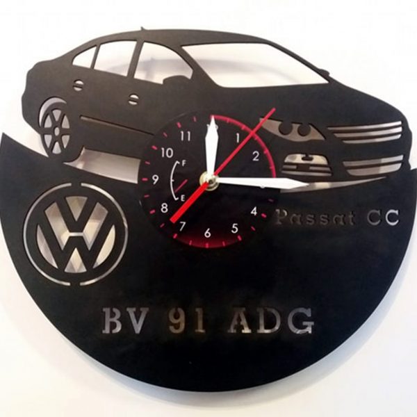Ceas de perete din lemn negru Volkswagen PASSAT CC 2011 Taiat ClocksDesign