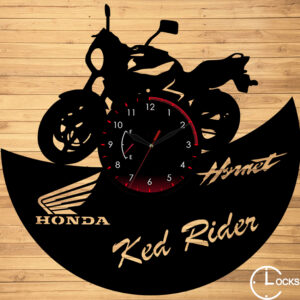 Ceas de perete din lemn negru motocicleta honda monet | clocksdesign.ro